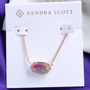 Authentic Kendra Scott Elisa Watercolor Illusion Gold Pendant Necklace